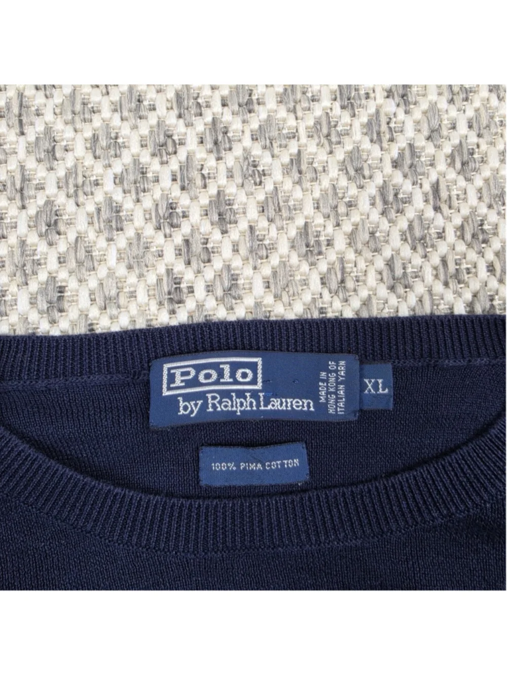Polo Ralph Lauren Pima Cotton Sweater Navy Blue Crewneck Pony Logo XL